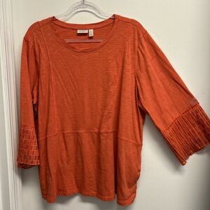 LOGO by Lori Goldstein Women's Orange Long Sleeve Top